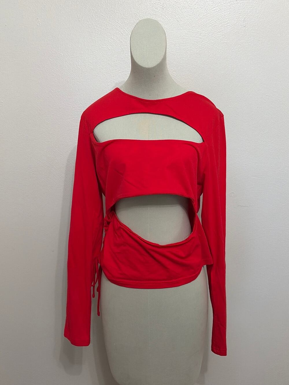 Superdown cut out top in bright red. Size XL